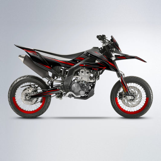SKITZ Aprilia SX 125 supermoto graphics kit in Black & Red