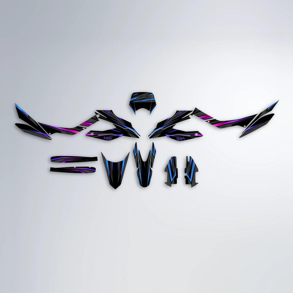 SKITZ Aprilia SX 125 graphics kit parts layout in Blue Purple Fade