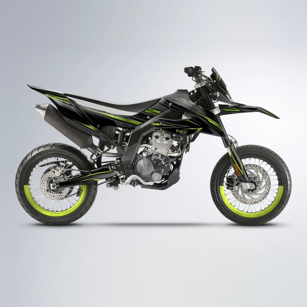 SKITZ Aprilia SX 125 supermoto graphics kit in Olive