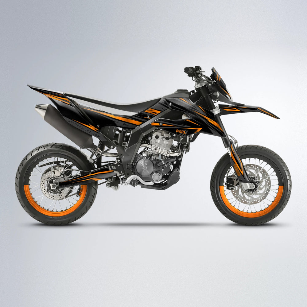 SKITZ Aprilia SX 125 supermoto graphics kit in Orange
