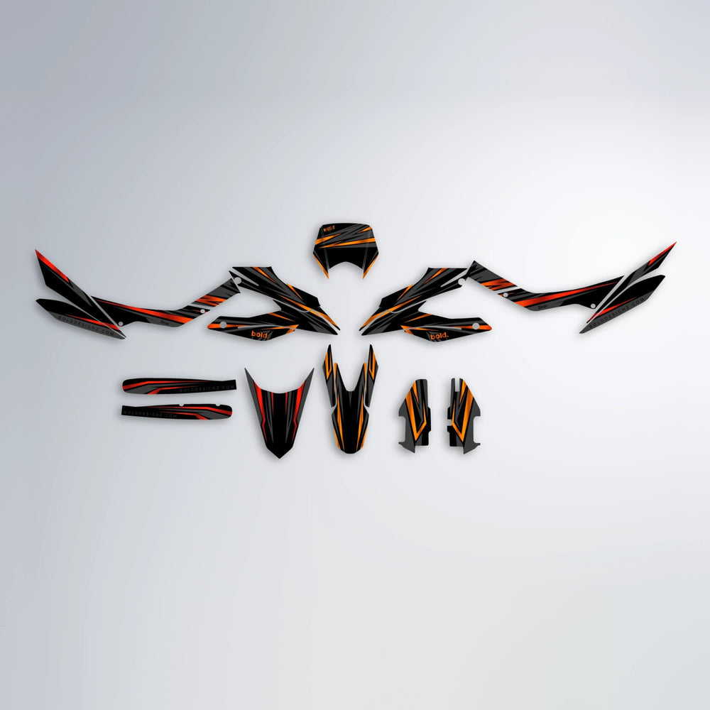 SKITZ Aprilia SX 125 graphics kit parts layout in Red & Orange