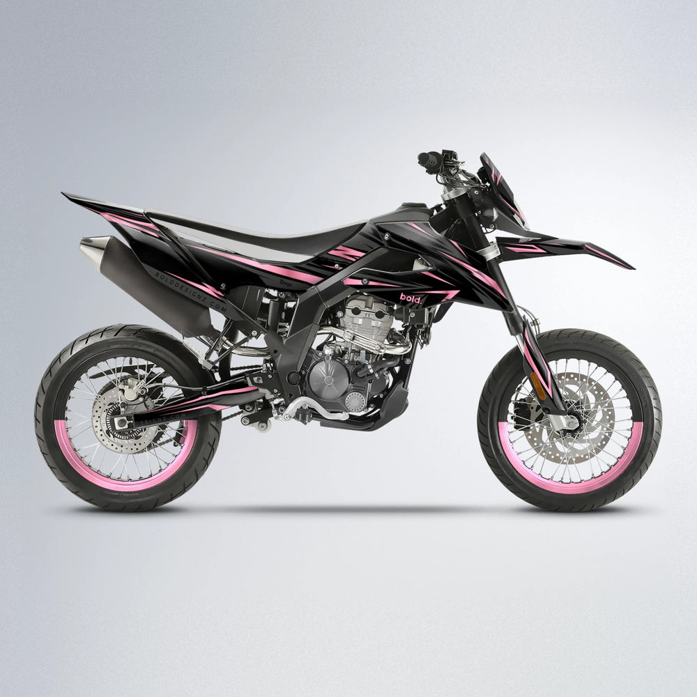 SKITZ Aprilia SX 125 supermoto graphics kit in Sakura Pink