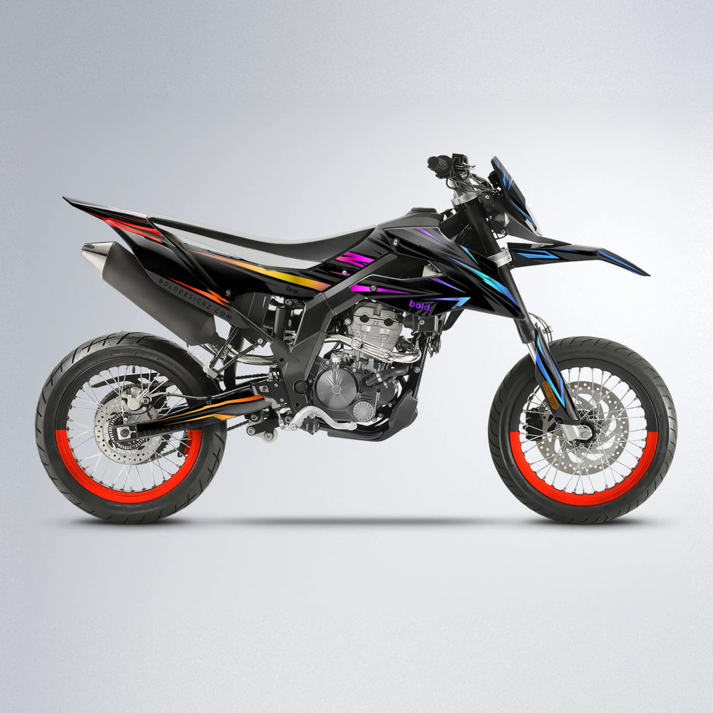 SKITZ Aprilia SX 125 supermoto graphics kit in Sunset Fade