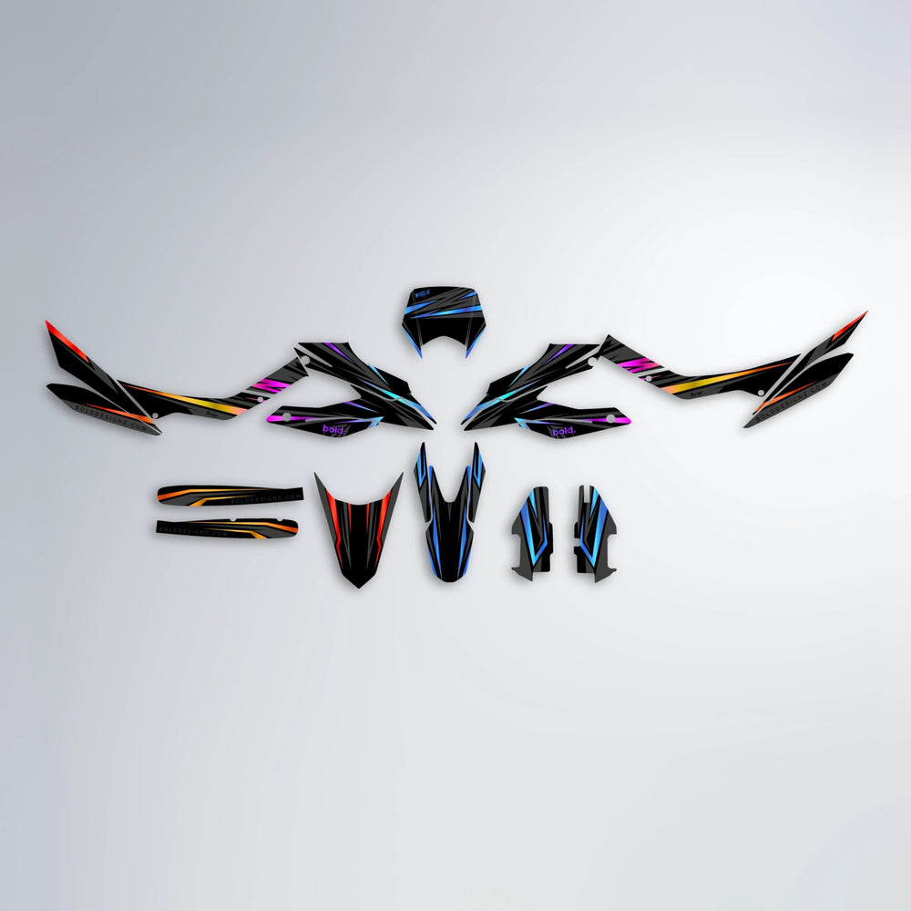SKITZ Aprilia SX 125 graphics kit parts layout in Sunset Fade