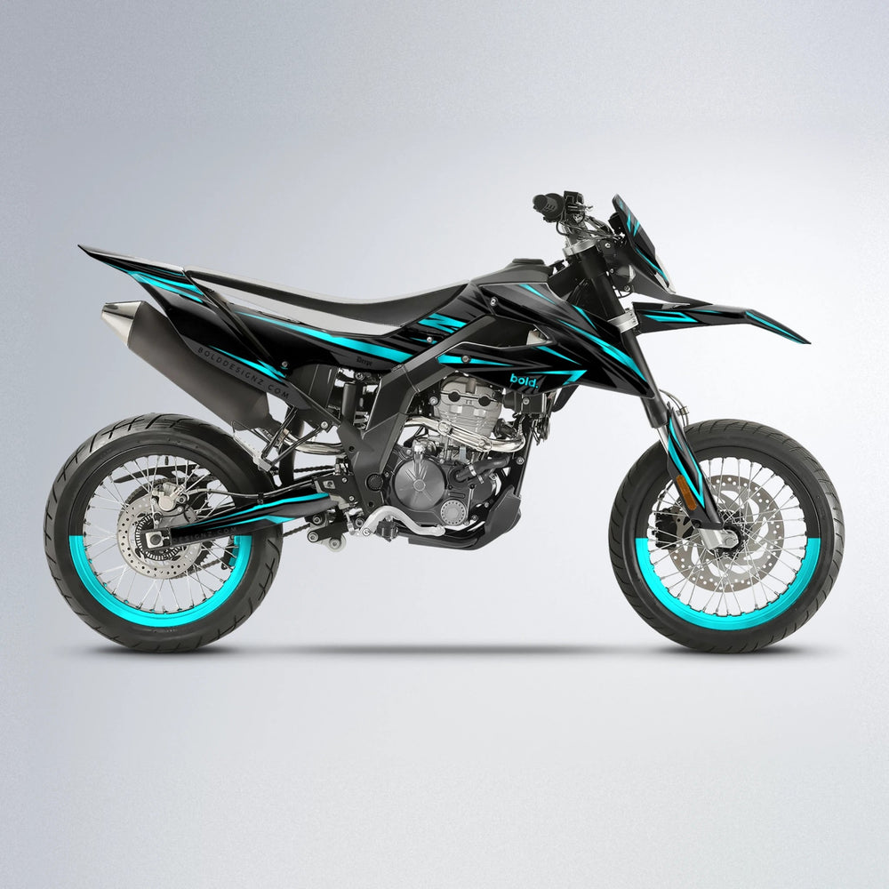 SKITZ Aprilia SX 125 supermoto graphics kit in Teal