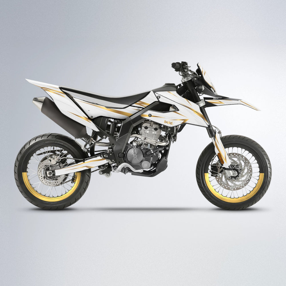 SKITZ Aprilia SX 125 supermoto graphics kit in White & Gold