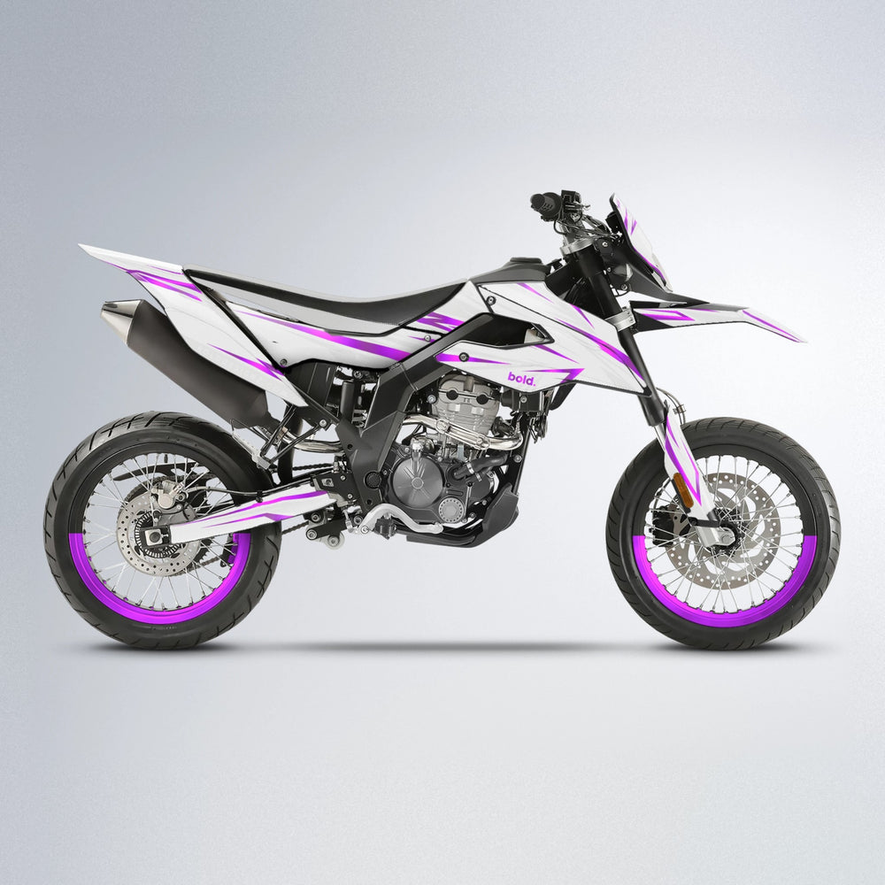 SKITZ Aprilia SX 125 supermoto graphics kit in White & Purple