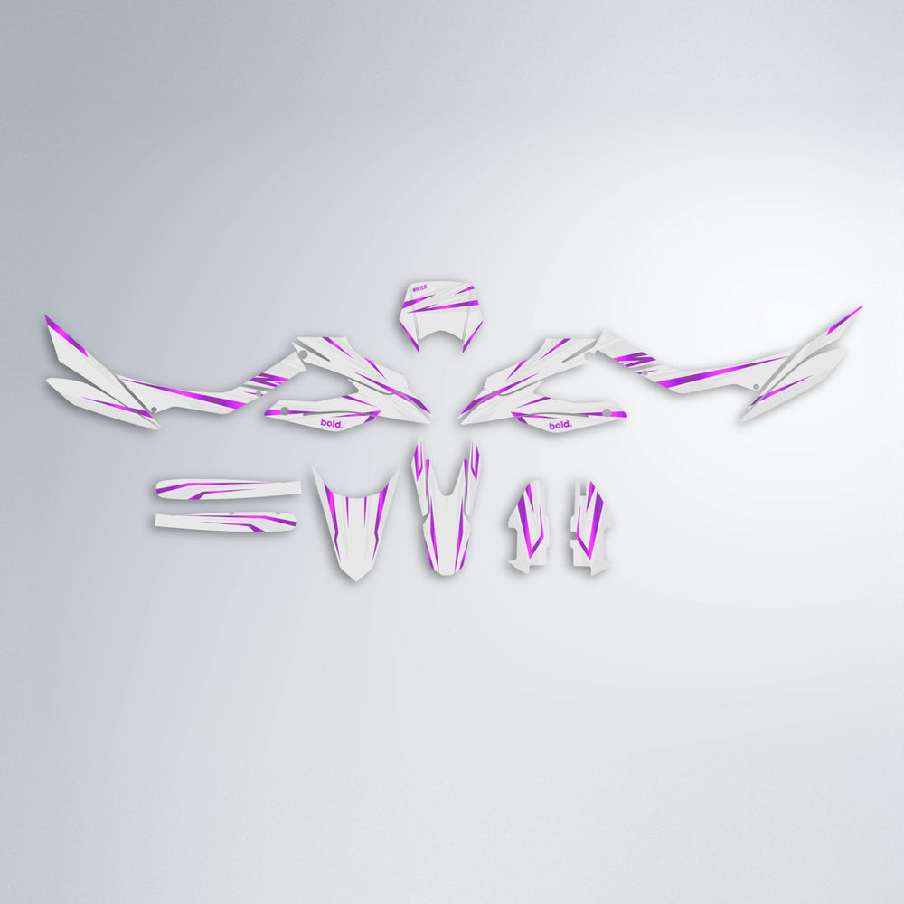 SKITZ Aprilia SX 125 graphics kit parts layout in White & Purple