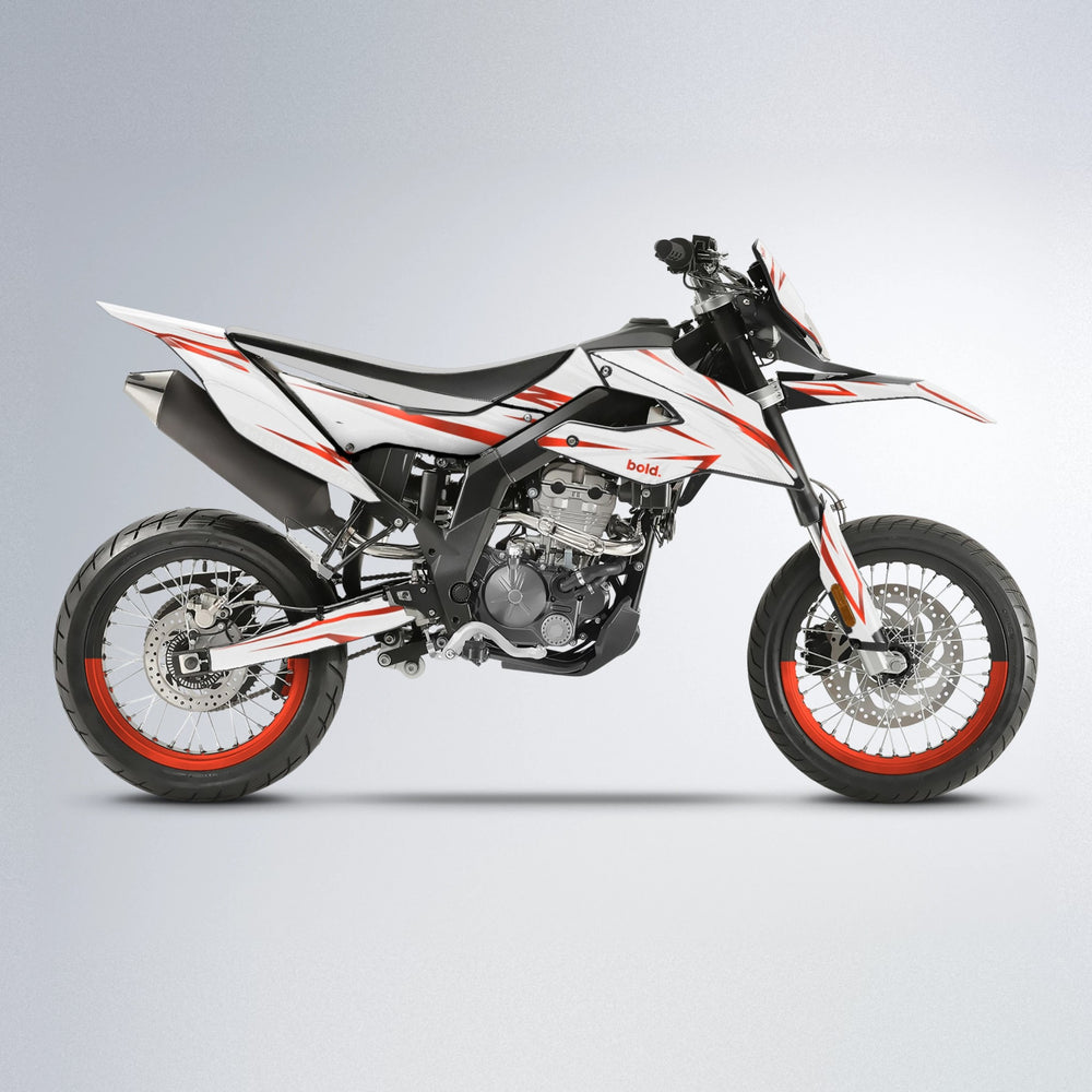 SKITZ Aprilia SX 125 supermoto graphics kit in White & Red