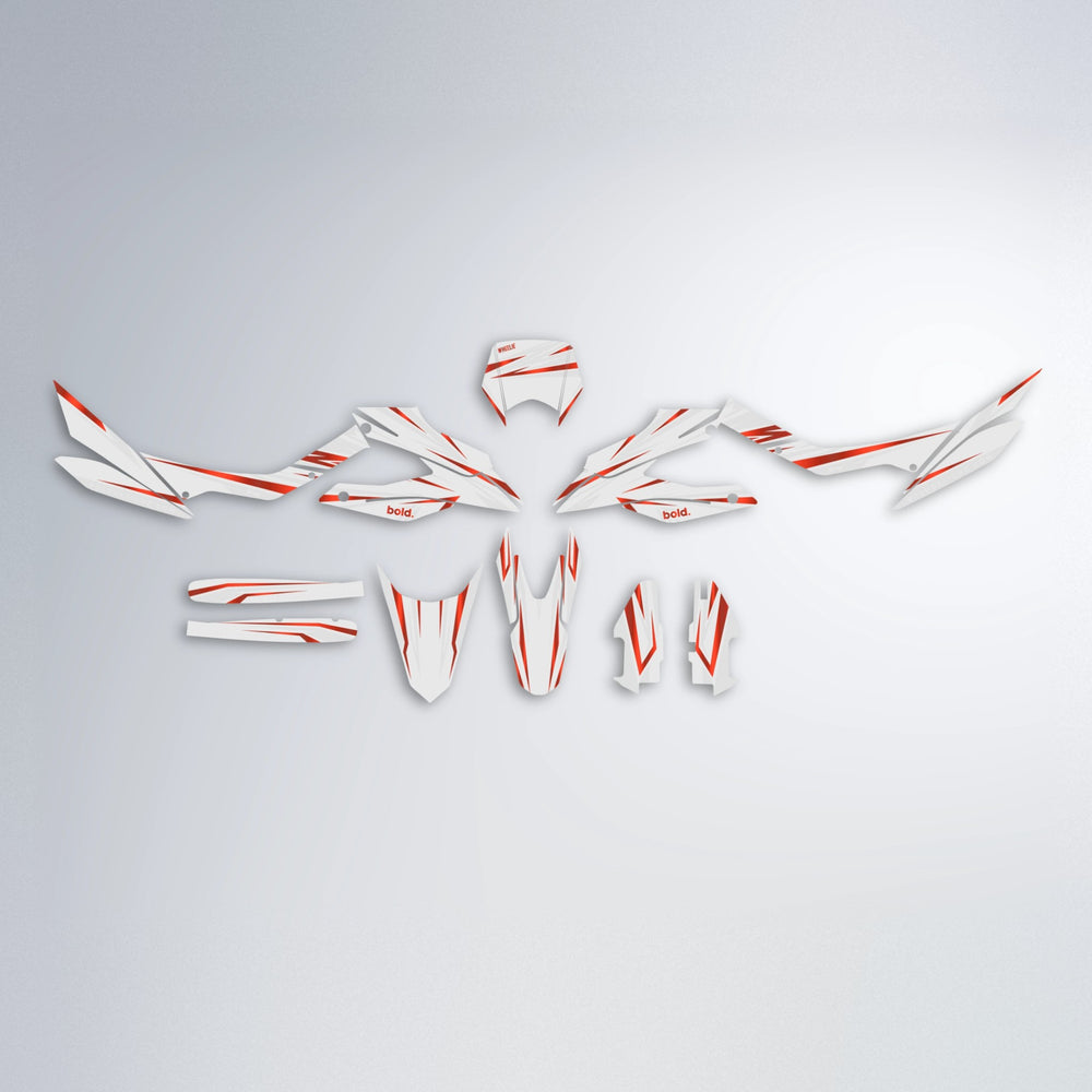 SKITZ Aprilia SX 125 graphics kit parts layout in White & Red