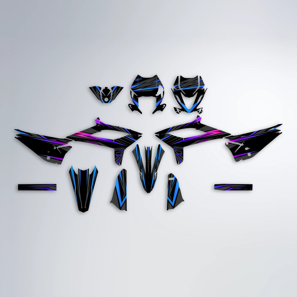 SKITZ Beta graphics kit parts layout in Blue Purple Fade