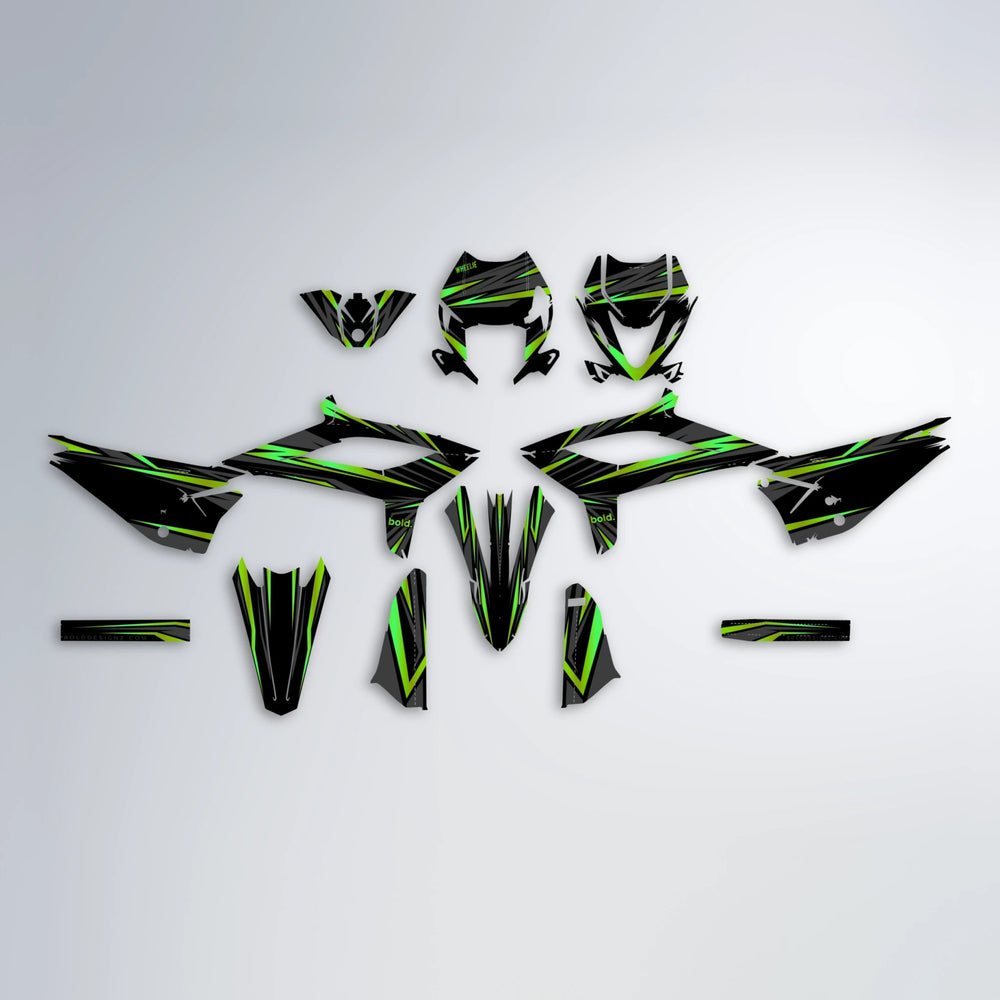 SKITZ Beta graphics kit parts layout in Green