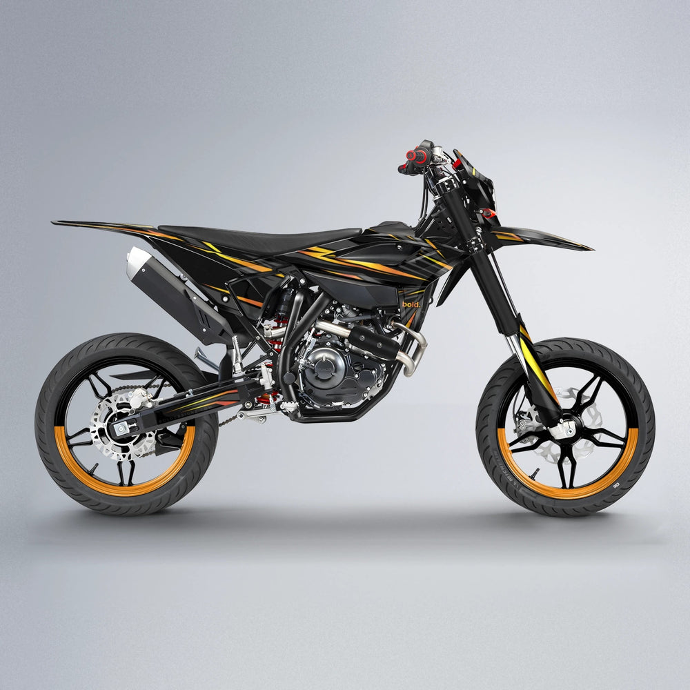 SKITZ Beta supermoto graphics kit in Orange & Yellow