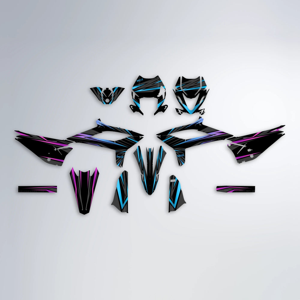 SKITZ Beta graphics kit parts layout in Pink & Light Blue
