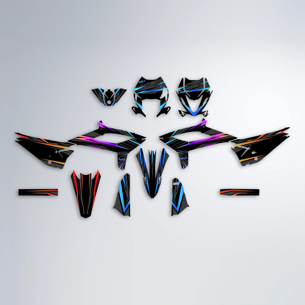 SKITZ Beta graphics kit parts layout in Sunset Fade