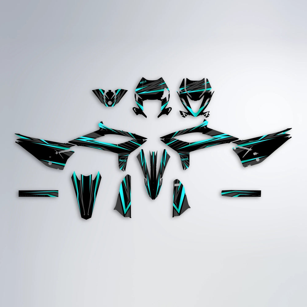 SKITZ Beta graphics kit parts layout in Teal