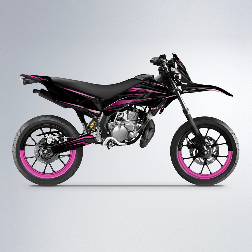 SKITZ Derbi Senda supermoto graphics kit in Flamingo