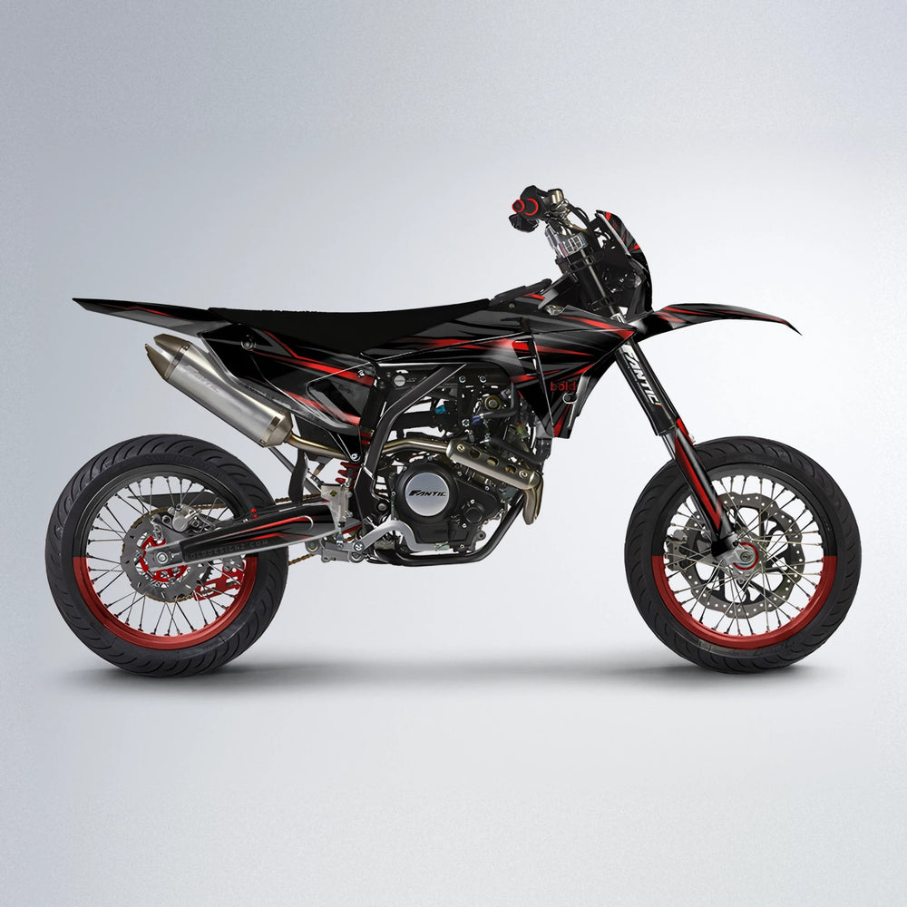 SKITZ Fantic supermoto graphics kit in Black & Red