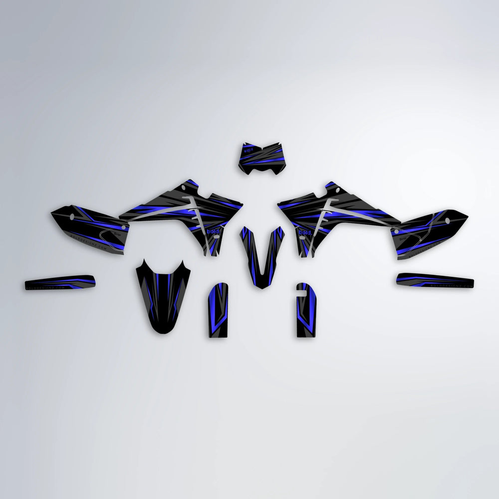 SKITZ Fantic graphics kit parts layout in Blue