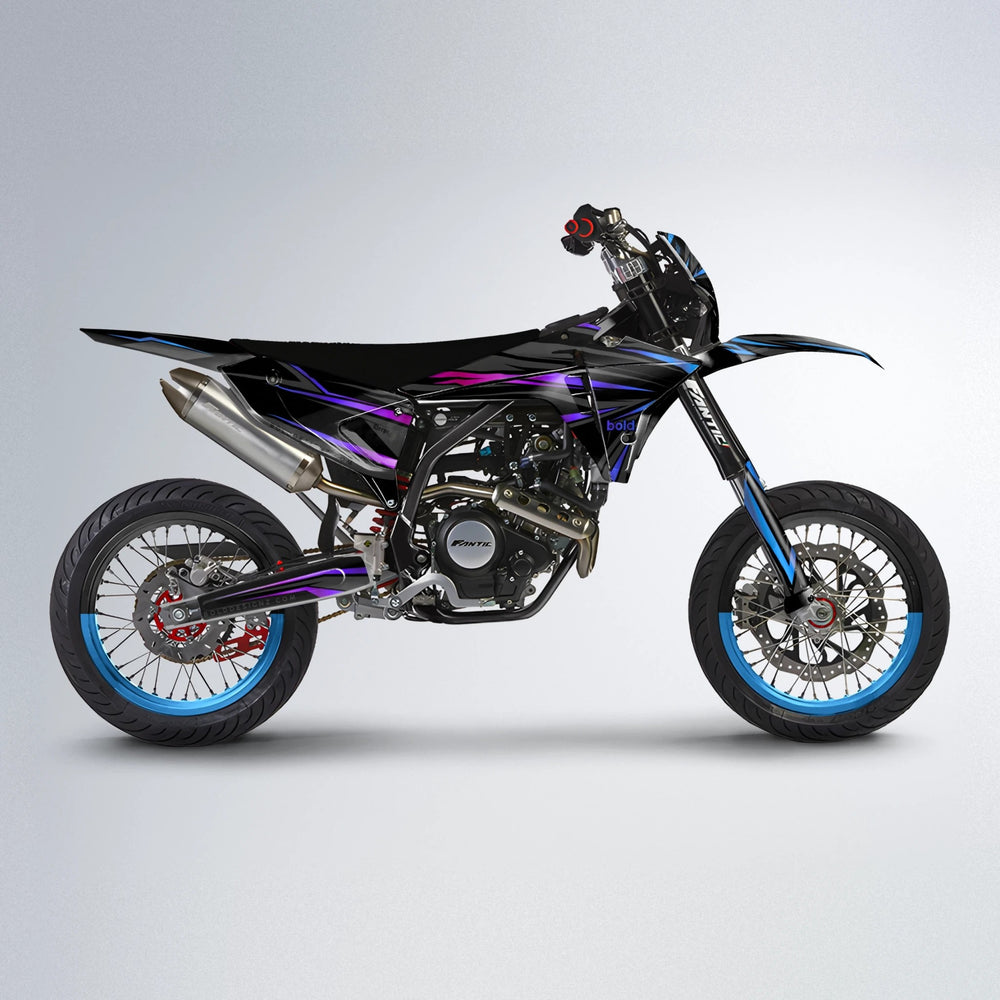 SKITZ Fantic supermoto graphics kit in Blue Purple Fade
