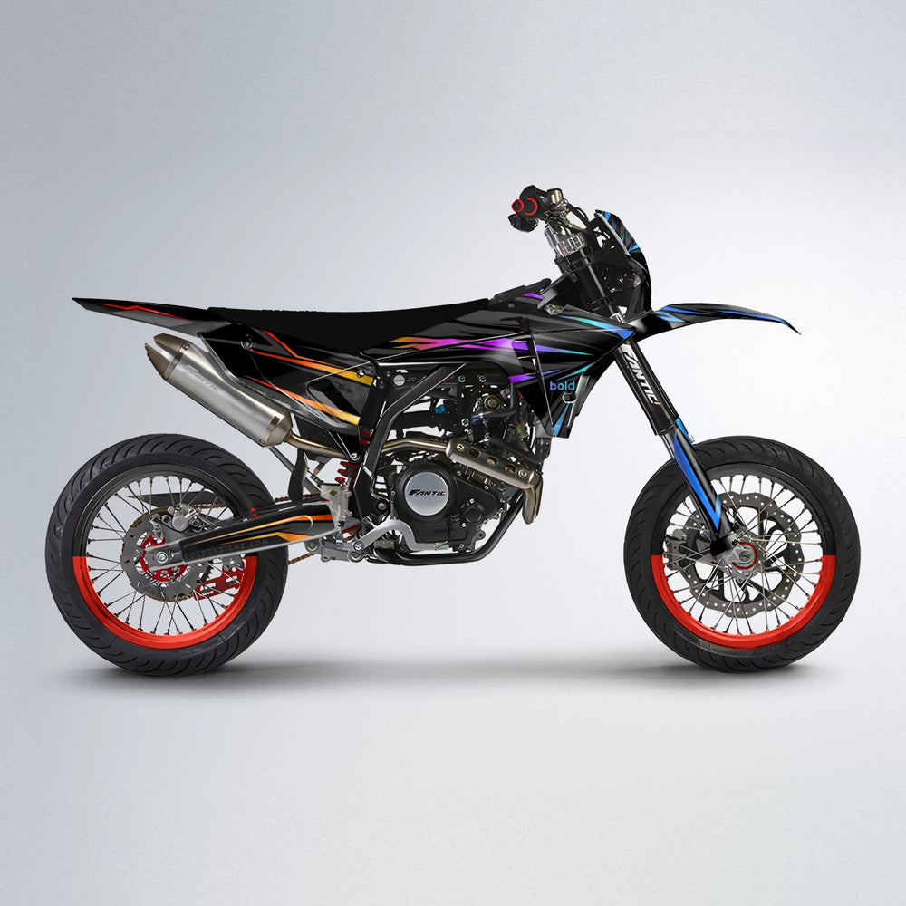 SKITZ Fantic supermoto graphics kit in Sunset Fade