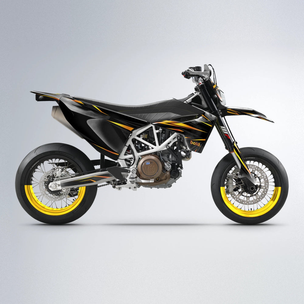 SKITZ Husqvarna 701 supermoto graphics kit in Orange & Yellow