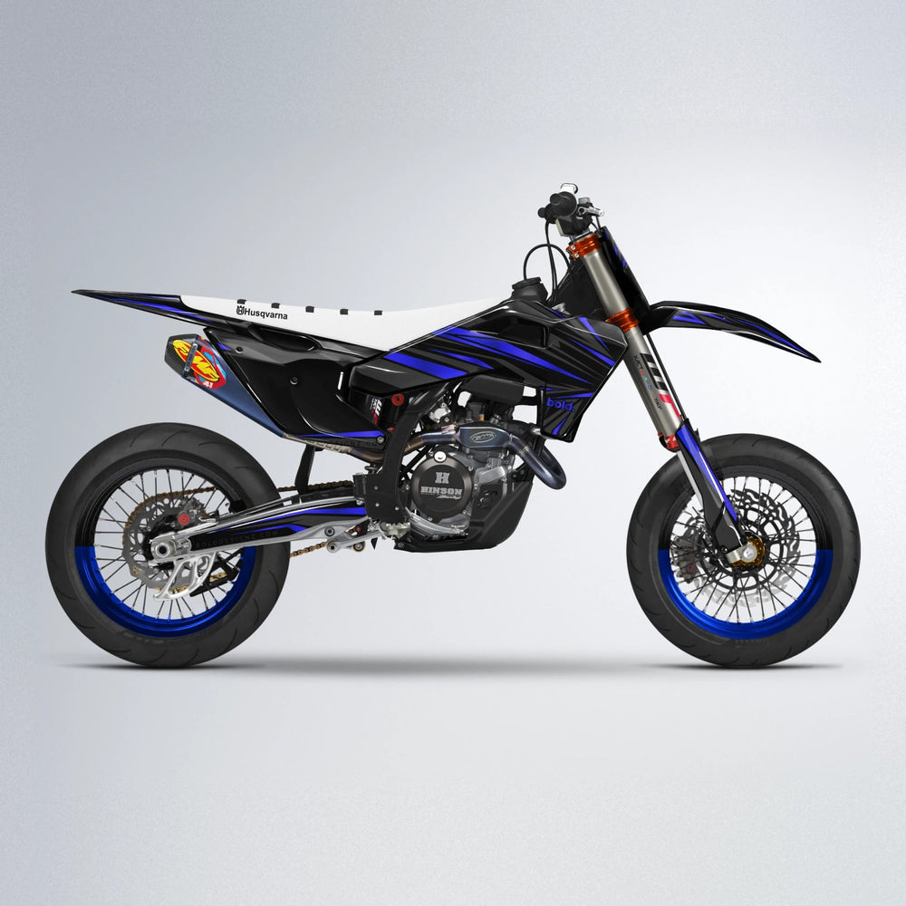 SKITZ Husqvarna FE/TE supermoto graphics kit in Blue