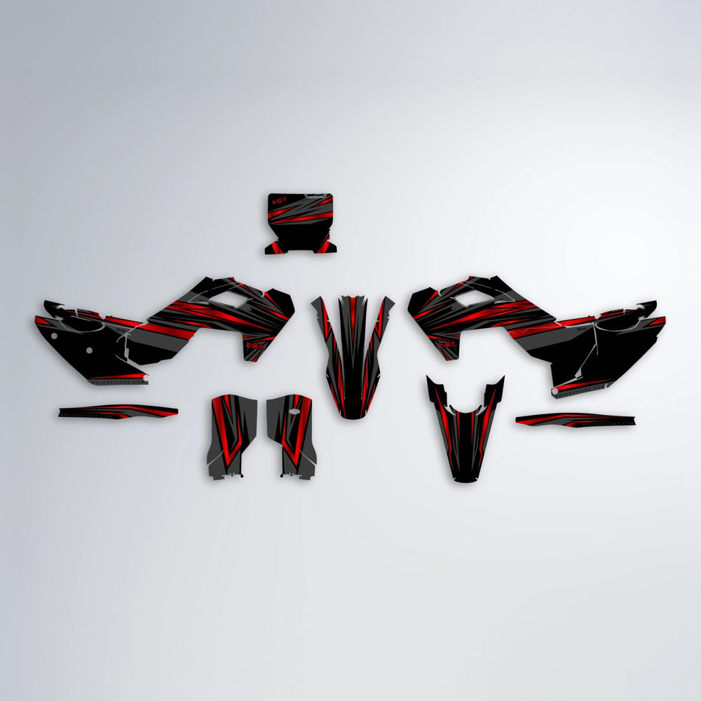 SKITZ Husqvarna FE/TE graphics kit parts layout in Red