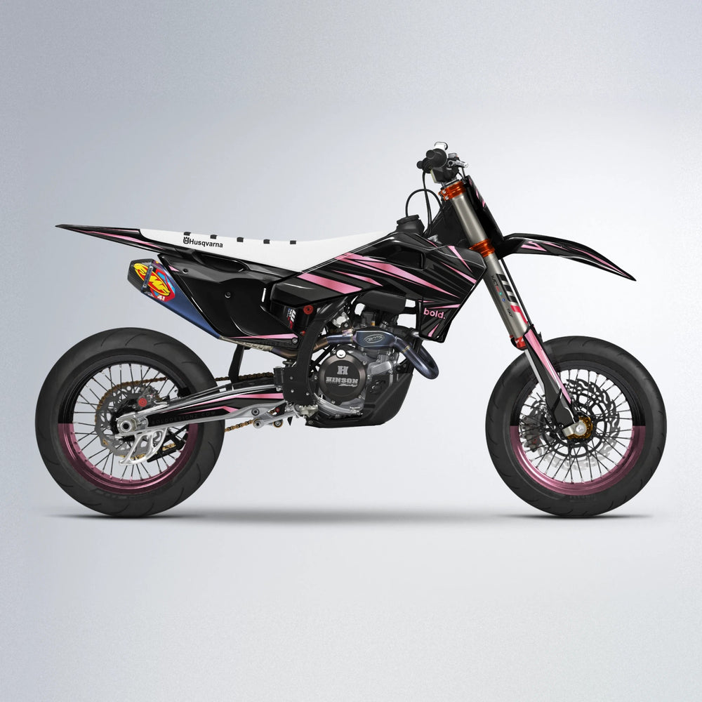 SKITZ Husqvarna FE/TE supermoto graphics kit in Sakura Pink