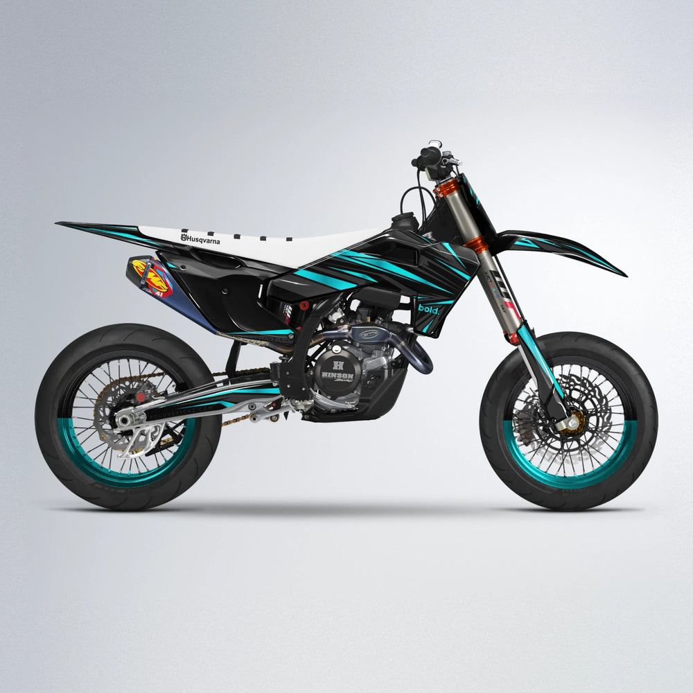 SKITZ Husqvarna FE/TE supermoto graphics kit in Teal