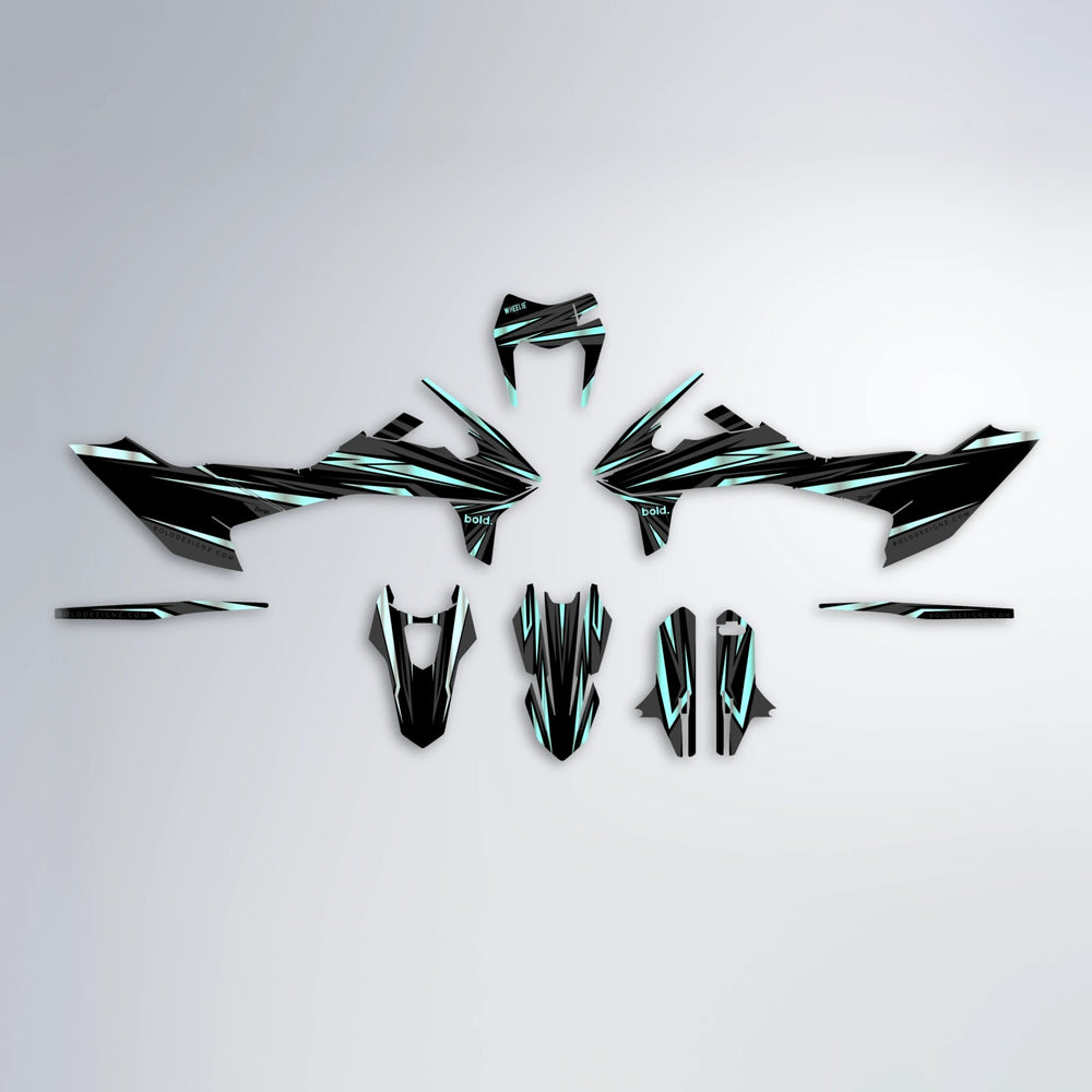 SKITZ KTM SMC 690 graphics kit parts layout in Mint