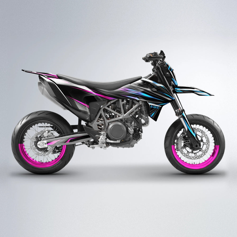SKITZ KTM SMC 690 supermoto graphics kit in Pink & Light Blue