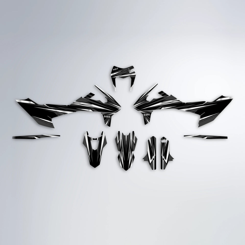 SKITZ KTM SMC 690 graphics kit parts layout in White