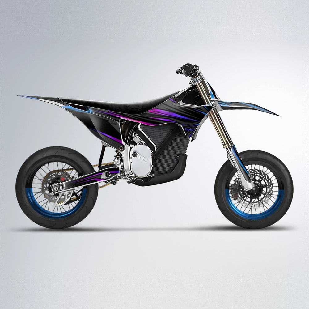 SKITZ Stark Varg SM supermoto graphics kit in Blue Purple Fade