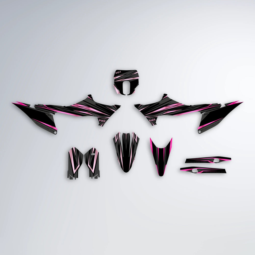 SKITZ Stark Varg SM graphics kit parts layout in Flamingo