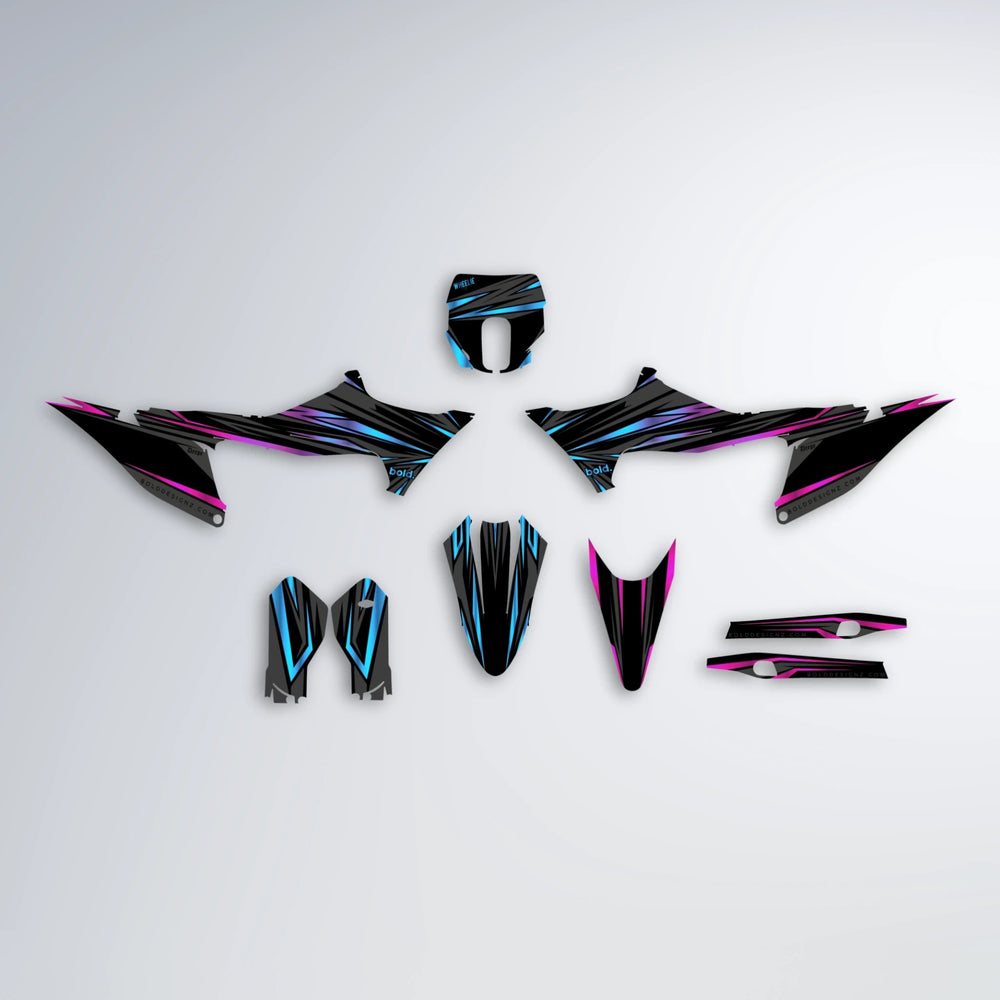 SKITZ Stark Varg SM graphics kit parts layout in Pink & Light Blue