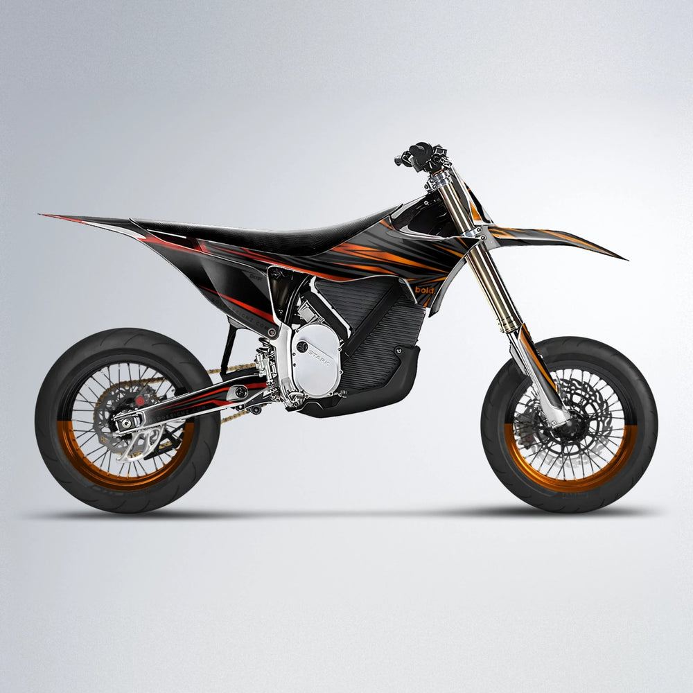 SKITZ Stark Varg SM supermoto graphics kit in Red & Orange