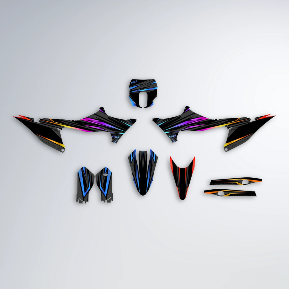 SKITZ Stark Varg SM graphics kit parts layout in Sunset Fade