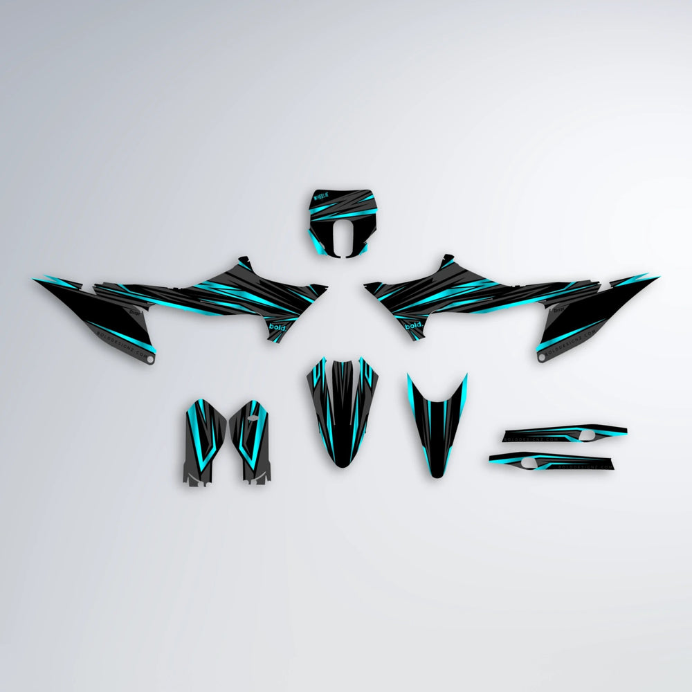 SKITZ Stark Varg SM graphics kit parts layout in Teal