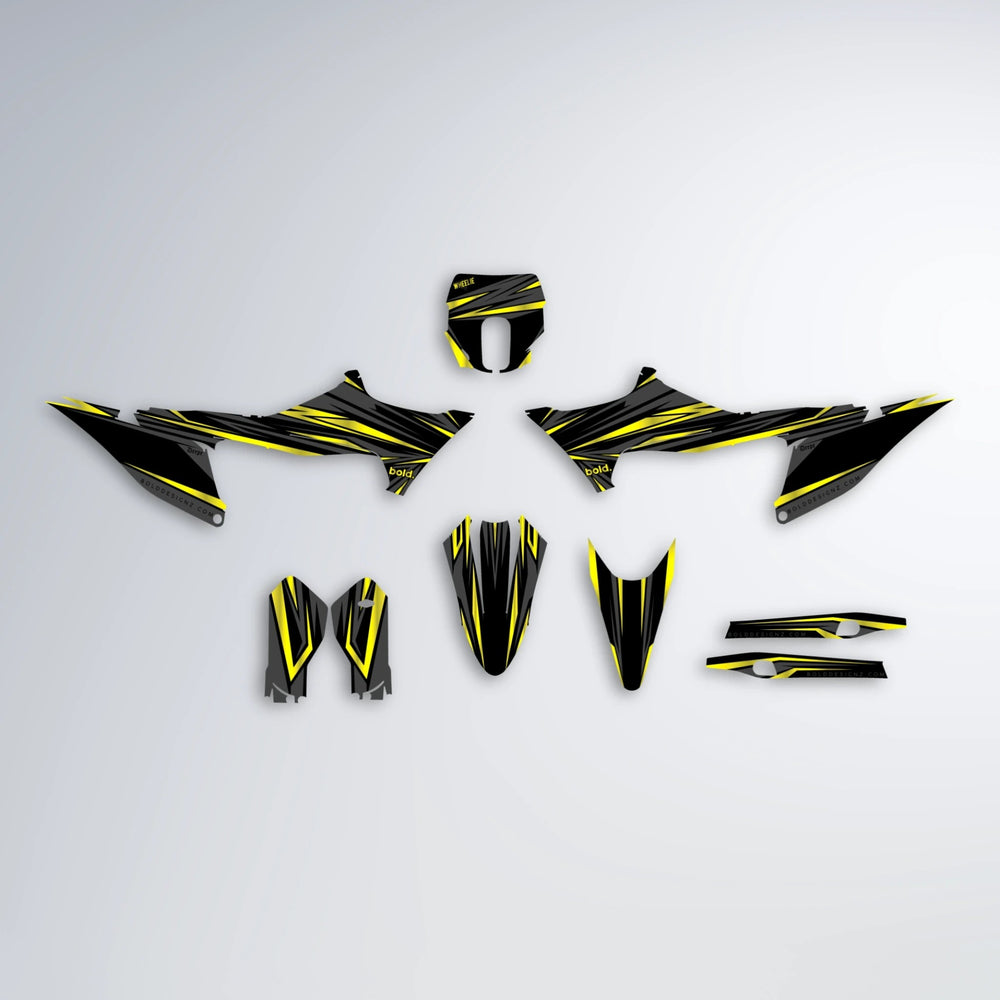 SKITZ Stark Varg SM graphics kit parts layout in Yellow