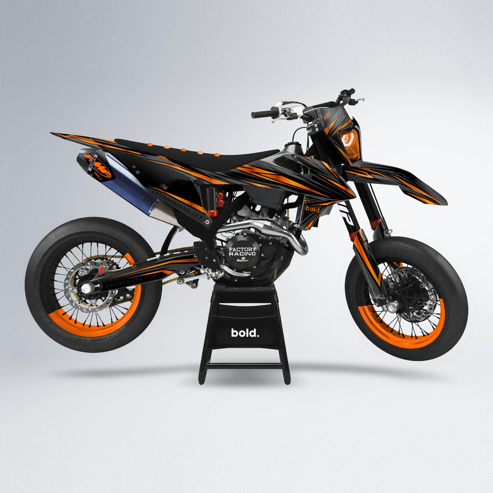 SKITZ supermoto graphics kit in Black/orange