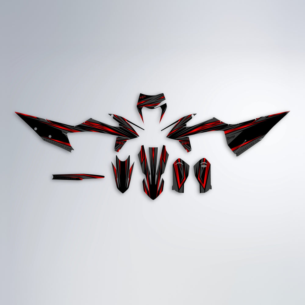 SKITZ graphics kit parts layout in Black/red