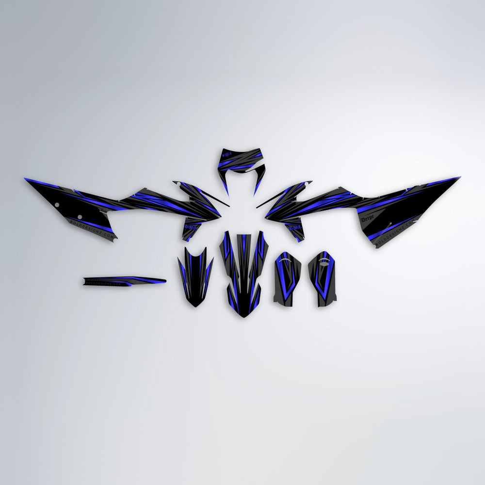 SKITZ graphics kit parts layout in Blue