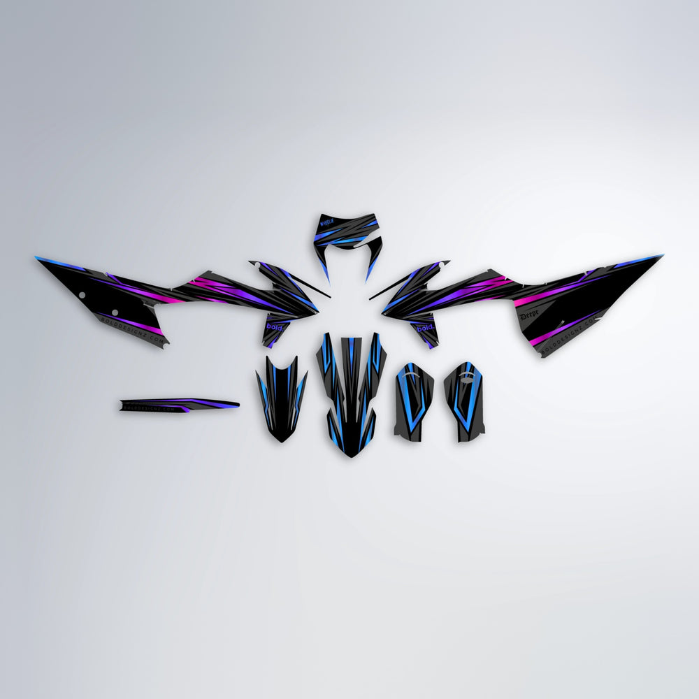 SKITZ graphics kit parts layout in Blue Purple Fade
