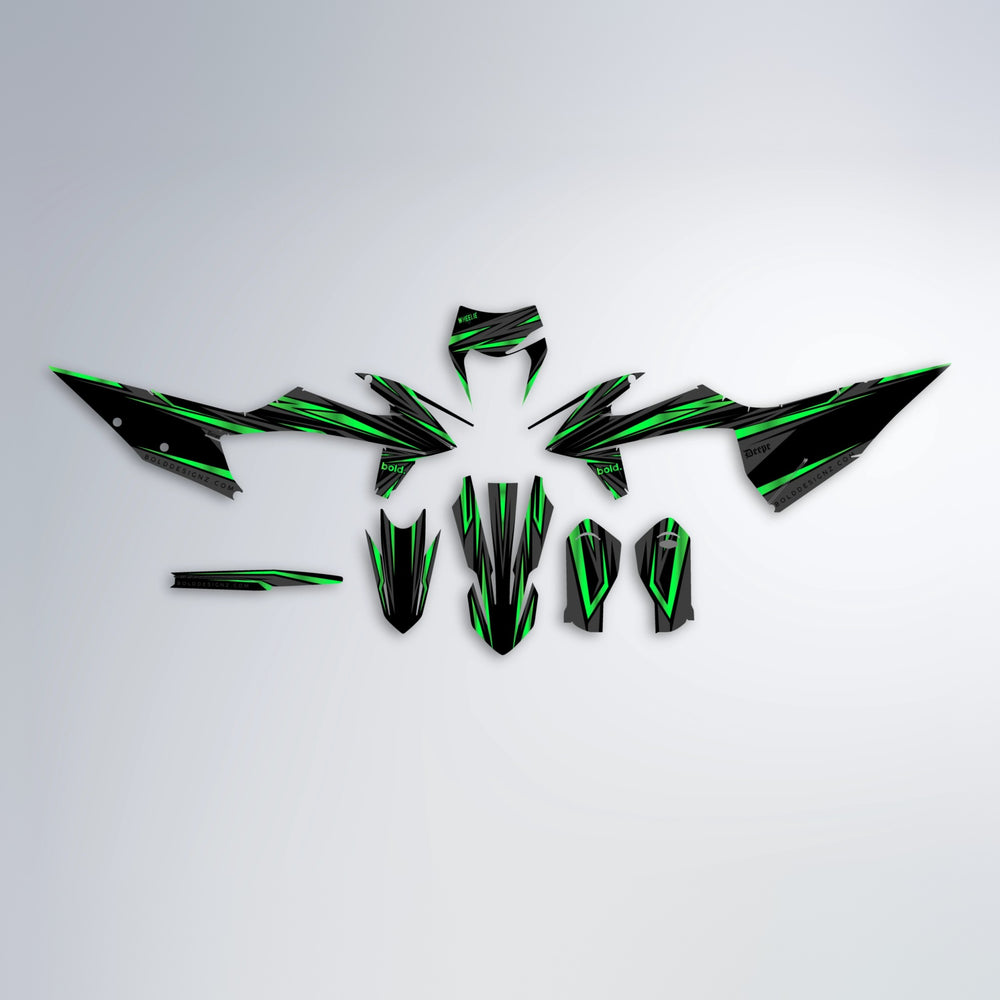 SKITZ graphics kit parts layout in Green