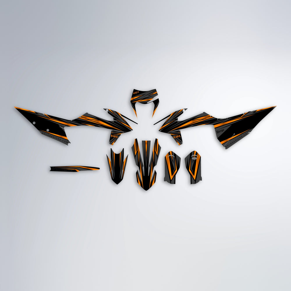 SKITZ graphics kit parts layout in Orange