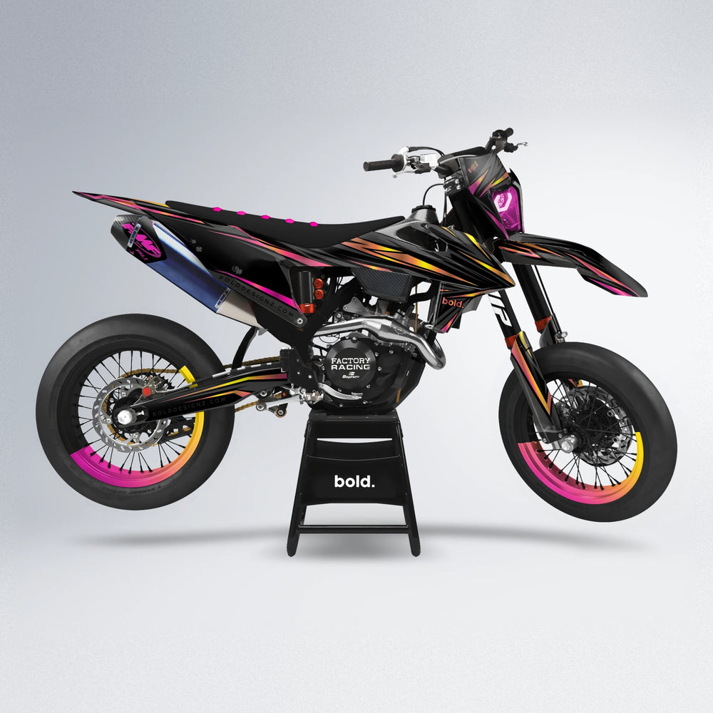 SKITZ supermoto graphics kit in Pink & Yellow