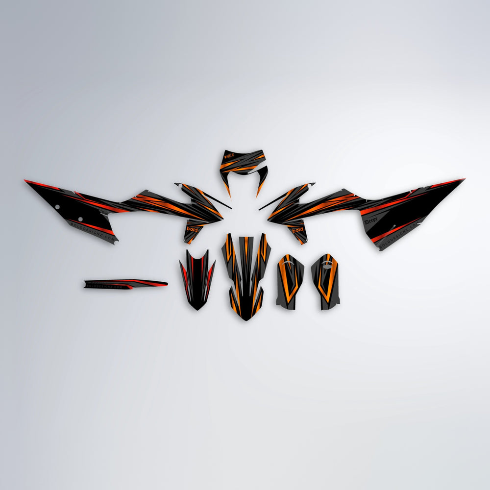 SKITZ graphics kit parts layout in Red & Orange
