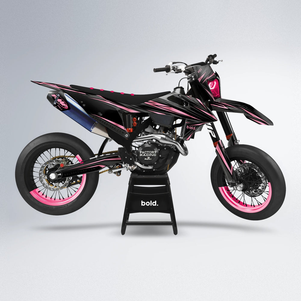 SKITZ supermoto graphics kit in Sakura Pink