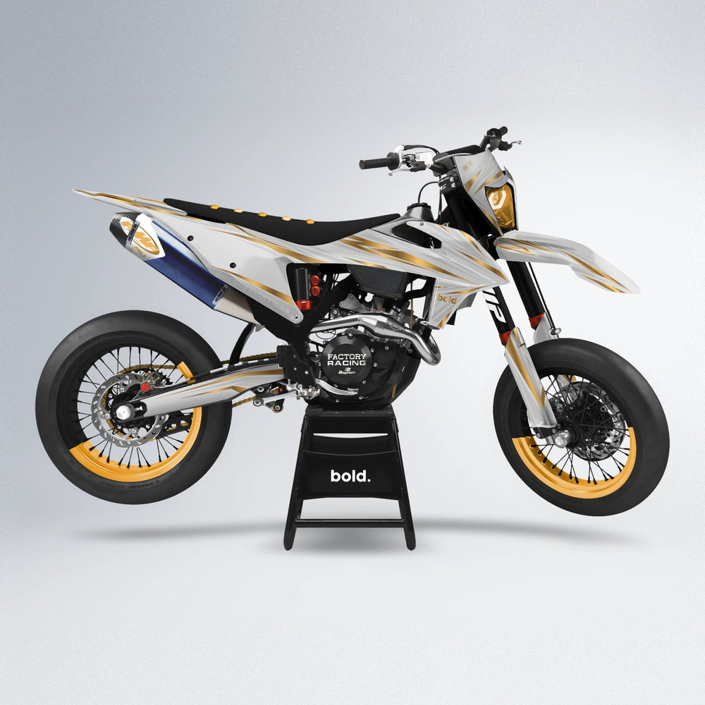 SKITZ supermoto graphics kit in White/gold